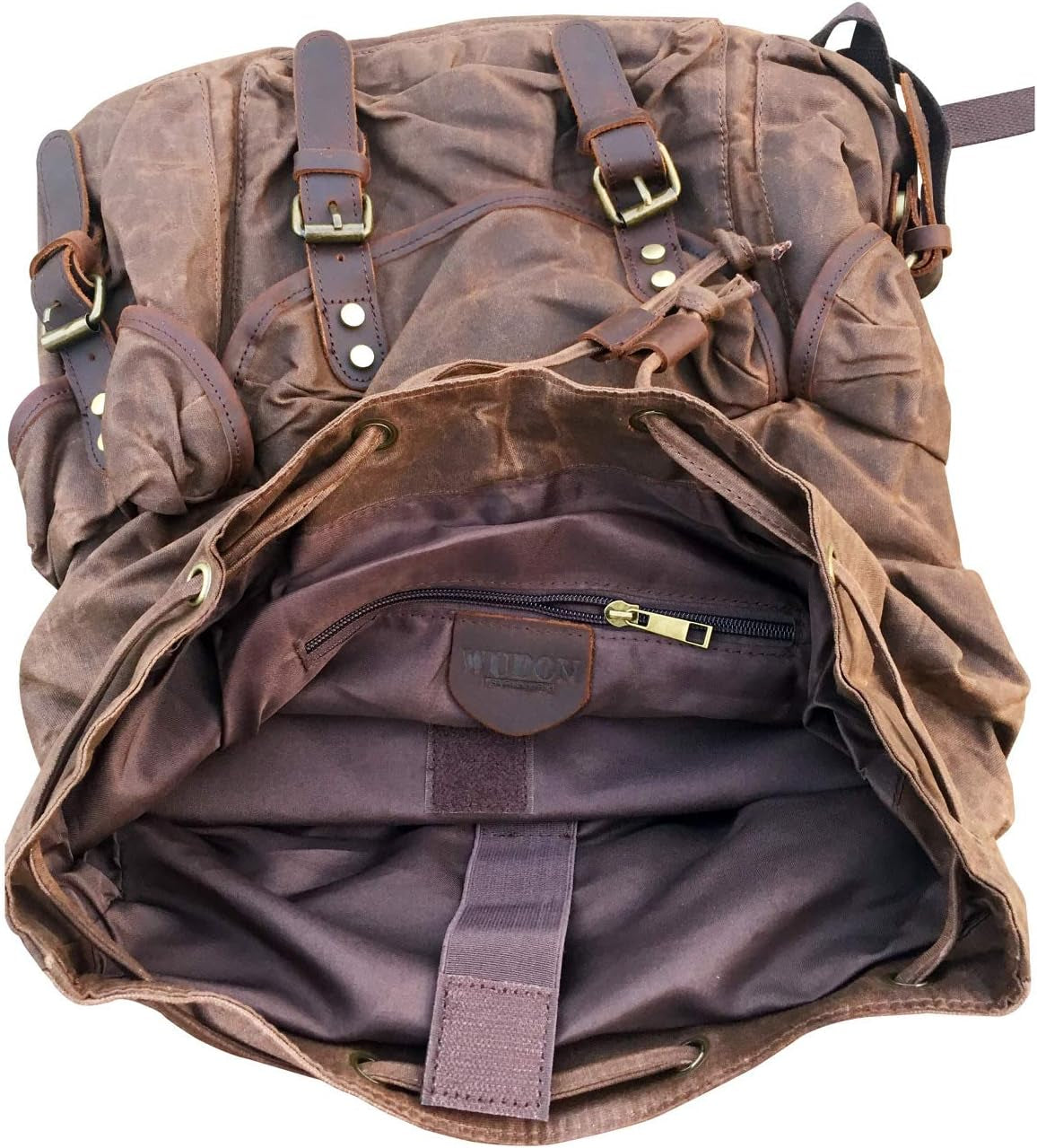 Leather Backpack for Men, Waxed Canvas Shoulder Rucksack for Travel School