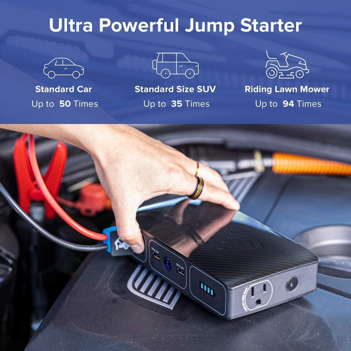 Bolt Wireless Laptop Power Bank - 44400 Mwh Portable Phone Laptop Charger Car Jump Starter with AC Outlet and Car Charger, Black Graphite (114425)