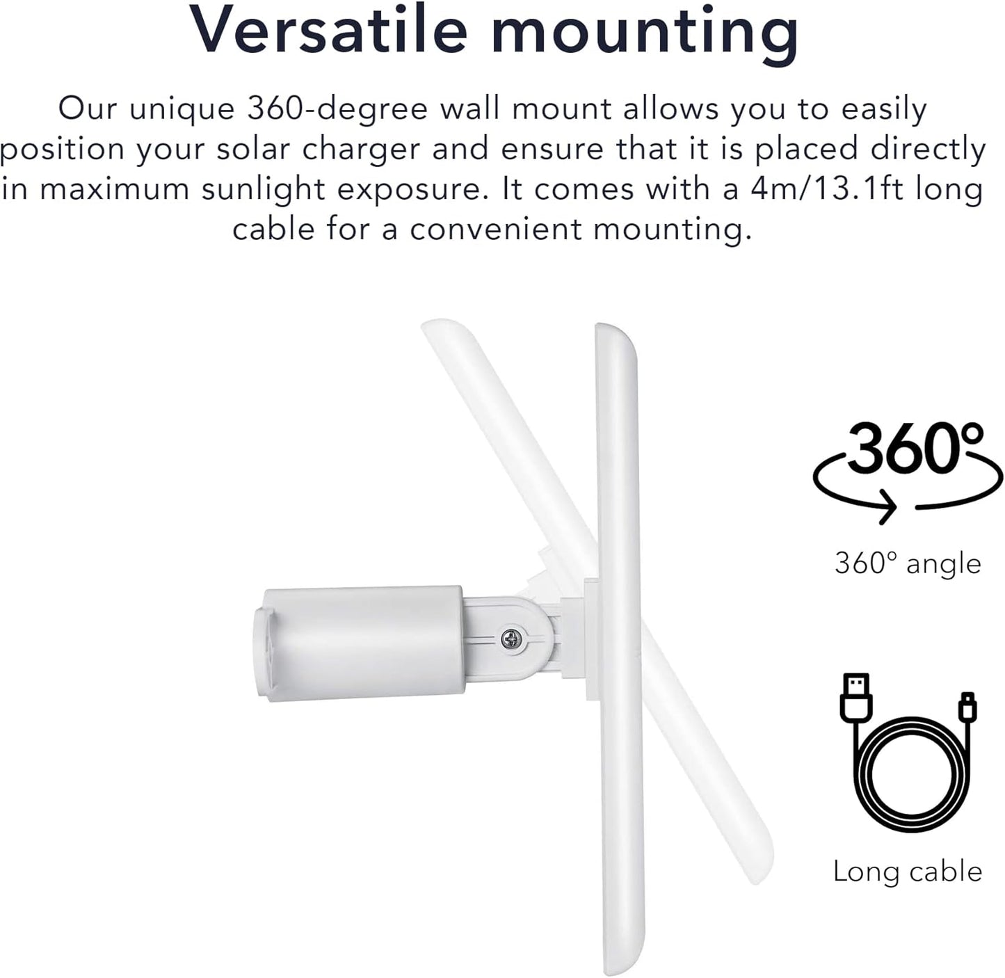 Solar Panel Compatible with Ring Spotlight Cam Plus/Pro/Battery, and Ring Stick up Cam Battery - Includes Barrel Plug with USB C Adapter - 2W 5V Charging (3 Pack, White)