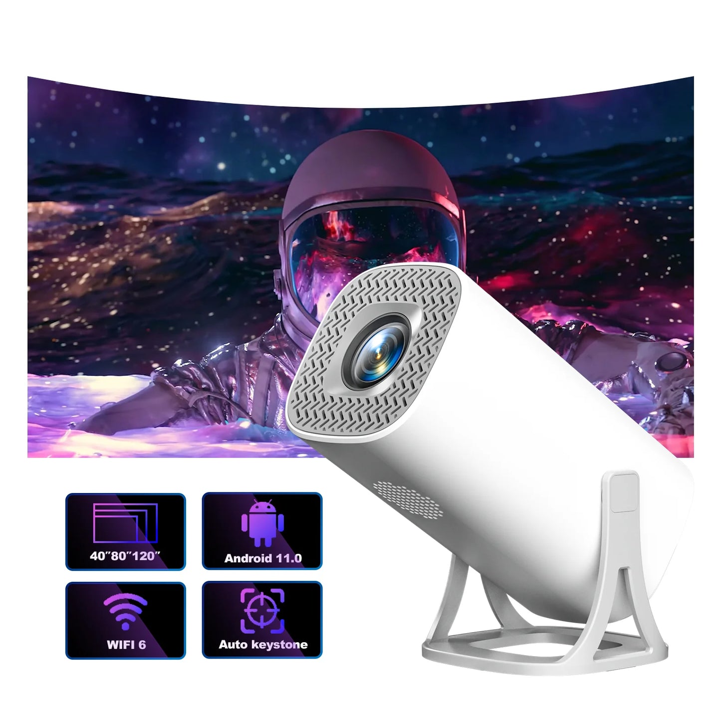 S40 Smart Mini Projector Android 11 Wifi6 Support 4K 1080P BT5.0 Projector 1280*720P Home Cinema Portable Projector